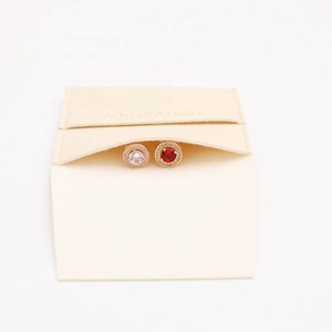 PUPPYSEW Beige 8*8cm PU Leather Bags Jewelry Pouches Jewelry Packaging Earrings Necklace Rings Package <b>Envelope</b> Bags With Logo - Product Image 4