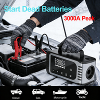 8-IN-1 Car Jump Starter with Air Compressor 3000A Fast Charging Power Bank Digital Screen Tire Inflator Vacuum Cleaner