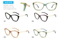 Monture optique en acétate de polygone modèle 33191 Lunettes en acétate de fleurs Monture avec logo personnalisé Lunettes en stock