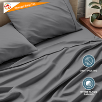 Ensemble de draps de qualité hôtelière 100% coton gris foncé, taille King, drap-housse, ensembles de 3/4 pièces