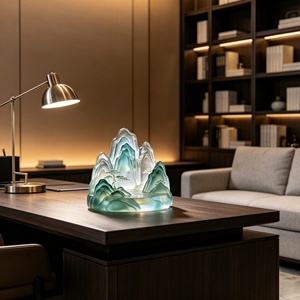 Ornamento Paesaggistico in Resina Verde Trasparente Stratificata con <span class=keywords><strong>Vista</strong></span> sul <span class=keywords><strong>Lago</strong></span> e Alberi, Adatto Come Decorazione per la Casa e Regalo - Product Image 3