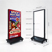 Boîte lumineuse publicitaire mobile LED commerciale avec roues verrouillables pour la promotion des menus des restaurants et des magasins de détail