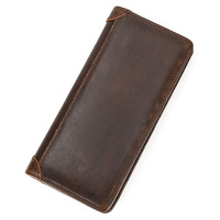 Dompet Kulit Asli Pria Vintage, Tempat Kartu, Organizer, Dompet Kulit Sapi Full Grain Klasik, Dompet Lipat Panjang