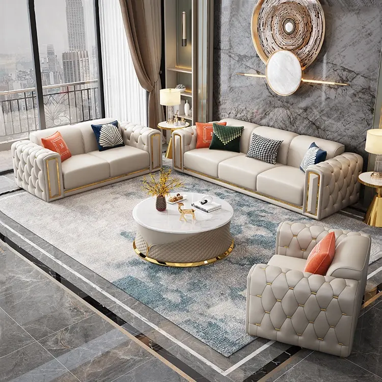 Meubles de salon de Style italien, ensemble de canapés en forme de L, hôtel, Design moderne, canapé en cuir, ensemble de canapés sectionnels modernes, 1 pièce CN;GUA