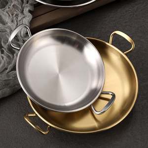 Custom Logo 304 Stainless Steel Serving <strong>Trays</strong>/Plates - Gold Double-Handle for Snack, <strong>Candy</strong>, Fruit, Fried Chicken &amp; BBQ - Product Image 2