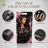 Sac d'emballage de luxe personnalisé avec logo de marque pour perruques, pochette verticale à fermeture éclair réutilisable pour extensions de cheveux humains