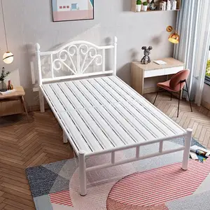 Wholesale Bedroom Furniture Steel Frame Iron Single Bed Beautiful Latest Metal Design Square Tube Metal Single Bed