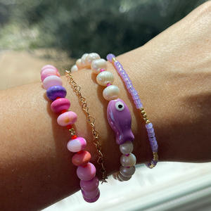 สร้อยข้อมือทอด้วยมือเซรามิกเล็กๆน้อยๆลูกปัดแก้วสีลูกอมมุกเทียมและสร้อยข้อมือลูกปัดข้าว - Product Image 3