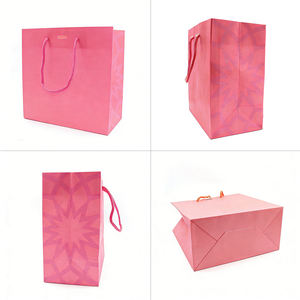 Üst Düzey Perakende ve Marka Ürünleri için Özel Parlak Pembe Kağıt Çantalar, İpli Saplı - Product Image 3