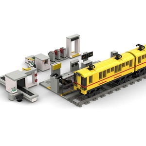Blocchi da Costruzione MOC con Particelle Piccole per Decorazione <span class=keywords><strong>Stazione</strong></span> Metro, Cancello, Porta di Controllo Bagagli e Binario - Product Image 2