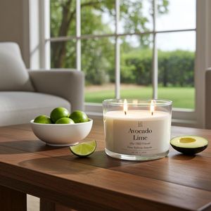 LANJO Wholesale Private Label White Transparent 12oz 14oz <b>Large</b> Glass Jar 3 Wick 100% Soy Wax Scented <b>Candle</b> with Wooden Lids - Product Image 1