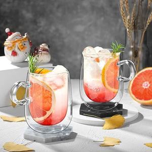 Tasse à café en verre à double paroi isolée avec poignée, grandes tasses à espresso, latte, cappuccino, thé pour boissons chaudes - Product Image 5