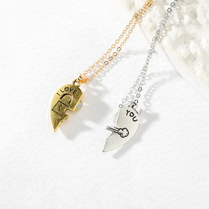 Heart Shaped Magnetic Clavicle Chain <b>Necklace</b> <b>Couple</b> Gift Romantic Jewelry Unisex Fashion Pendant Silver Gold Tone - Product Image 3