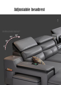 Muebles de Sala de Estar Modernos Europeos, Sofá Seccional de <span class=keywords><strong>Esquina</strong></span> de Cuero Genuino con Luces LED - Product Image 2