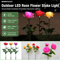 Lampe de jardin à piquet en forme de rose artificielle à LED, directement de l'usine, pour commandes commerciales en gros et fournitures en gros