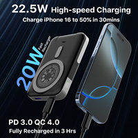Nobis 22.5W 10000mAh Powerbank ultra fin magnétique à charge rapide sans fil, mini chargeur portable avec double support