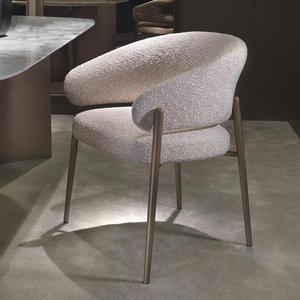 Sedia da Pranzo JP Moderna e Semplice in Velluto di Agnello con Braccioli in <span class=keywords><strong>Legno</strong></span>, Sedia Casual da Ristorante con Schienale di Design - Product Image 1