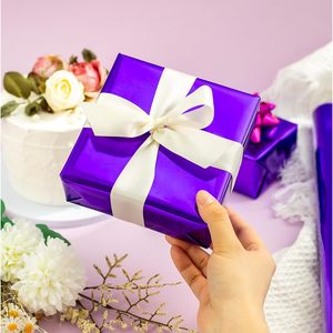 Merture Purple Metallic <b>Wrapping</b> <b>Paper</b> Roll 17 In X 32.8 Ft With Cutting Lines For Anniversary Birthday - Product Image 6
