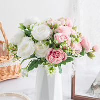 Bouquet de pivoines en soie, fleurs artificielles bon marché pour la maison, fleurs décoratives de mariage, Rose Offre Spéciale, bijoux violet