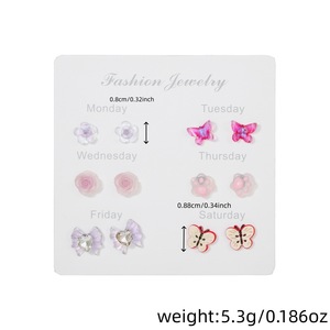 Fashion Jewelry Stud Earrings Set Flower <b>Bow</b> Heart Fruit Resin Weekly <b>Gift</b> for Women - Product Image 4