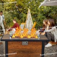 Table de foyer extérieur au gaz naturel en fer pour terrasse et fêtes, durable et élégante, portable et thermolaquée