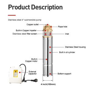 Pompe submersible pour puits profond en acier inoxydable de 4 pouces, série 4SKM, 110V 220V 50Hz 60Hz, haute pression, grand débit - Product Image 3