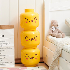 <b>Big</b> Head Boy Toy Storage <b>Bin</b> Yellow Round Plastic Organizer For Children's Toys Blocks Gift Eco-Friendly - Product Image 5