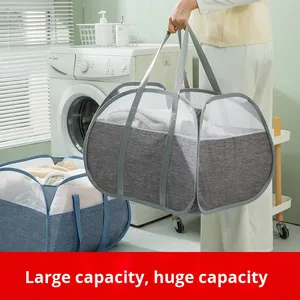 Cesto per Biancheria Sporca Pieghevole e Rinforzato in Tessuto Oxford, Design Moderno e Semplice, Contenitore Portatile per Vestiti <span class=keywords><strong>Sporchi</strong></span> - Product Image 2