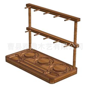 Ya Ding Wooden Jewelry Display Rack Double Layer Walnut Color Desktop Storage Rustic Style - Product Image 3