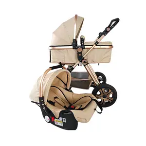 Alla moda passeggino 2 in 1 con seggiolino auto di lusso compatto carrozzina per neonati passeggino pieghevole per i viaggi