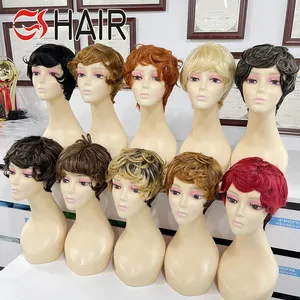 GS Perruque parrucca riccia corta brasiliana Pixie Cut per le donne nere parrucca Pixie Curls per capelli umani parrucche Pixie fatte a macchina