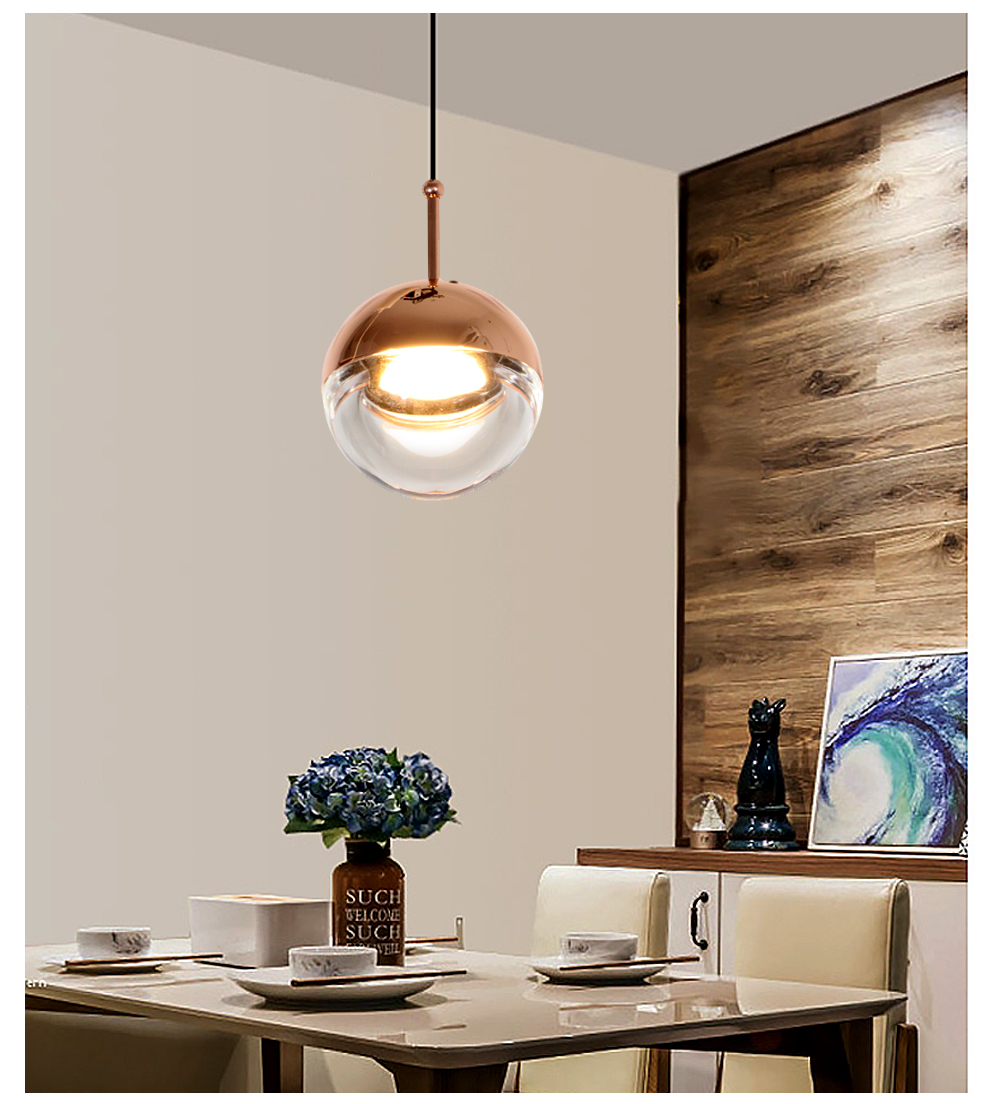 Modern Glass Pendant Lamps Restaurant Bar Cafe Chandelier Lights Creative Rose Gold Wrought Iron Hanging Lighting Indoor Leds