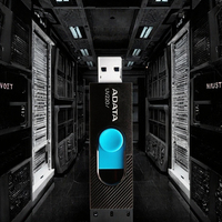 Nueva Memoria USB 3.0 Adata UV220 Personalizada de 32 GB, Estilo Bolígrafo, Color Negro y Azul, en Caja de Plástico para Regalo