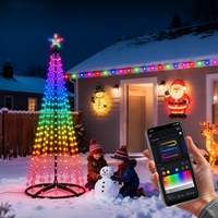 Guirlandes lumineuses en forme de cône de Noël, indice de protection IP65, pour extérieur, jardin, décoration de la maison, installation facile, guirlande lumineuse de Noël à intensité variable, 1,5 m/1,8 m/2,1 m