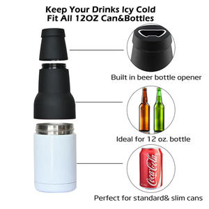 Refroidisseur de canettes de bière 4 en 1, 12 oz, en acier inoxydable à double paroi, isolé sous vide, ouvre-bouteille, couleur personnalisée, design moderne et luxueux - Product Image 2