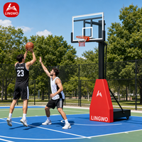 Panier de basket portable réglable robuste avec panneau de protection incassable et roues pour le divertissement
