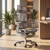 Chaise de bureau ergonomique en maille économique avec soutien lombaire adaptatif et repose-pieds dissimulé pour les acheteurs vietnamiens