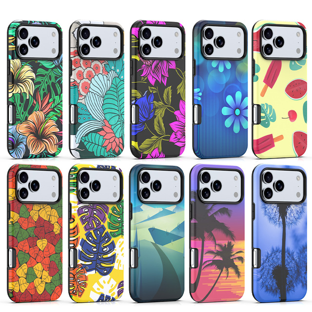 Hybrid 2-in-1 Slim Armor TPU+PC Anti-Drop Custom UV Printed Leather Paint Design Mobile Phone Case for 17 Pro Max