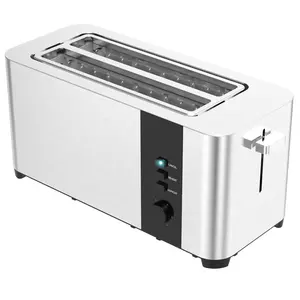 4 fatias longas ranhura toaster, aço inoxidável casa toaster oem/mm fábrica personalizado