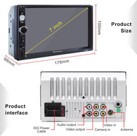 Autoradio Stéréo Tactile 7 Pouces 2 DIN HD Bluetooth Mains Libres avec Caméra de Recul et Commandes au Volant 12V 7010B