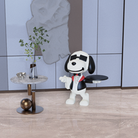 Vente en gros Statue de serveur animal en résine Figurine de serveur chien servant majordome pour restaurant et décoration de la maison