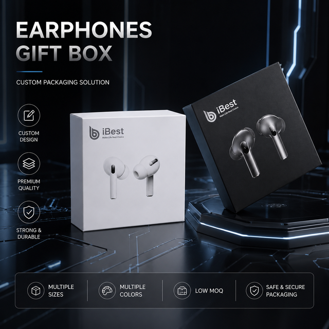 High End Wireless Earbuds Gift Box with Foam Insert for Electronic Product Packaging