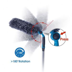 Escoba 3 en 1 con Sistema de Clic, Mango Largo de Plástico, Limpiador de Ventanas con Goma, Plumero de Microfibra, Herramienta de Limpieza para el Hogar - Product Image 5