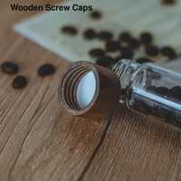 Tubes en verre pour le stockage des grains de café avec bouchons à vis en bois et support à 6 ou 12 trous, ensemble de contenants à café en dose unique