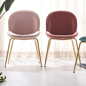 Modern Metal Flared <b>Legs</b> Green Velvet Dinner Chair for Home Bar and Villa Use - Product Image 3