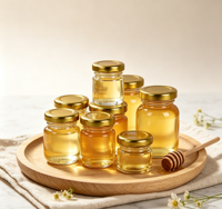 Stoples Madu Kaca Mini dengan Tutup Emas, Stoples Kaca Kecil Kosong untuk Madu, Selai, Suvenir Pernikahan, Penyimpanan Makanan