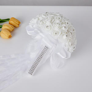 Ramo de Rosas Artificiales para Novia y Damas de Honor, Ramo de Boda Hecho a Mano, Ramo de Novia de Seda, Flor para Sostener en la Mano - Product Image 3