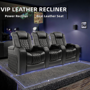 Fauteuil inclinable électrique haut de gamme en cuir véritable pour cinéma maison VIP, personnalisable, mobilier de cinéma privé - Product Image 2