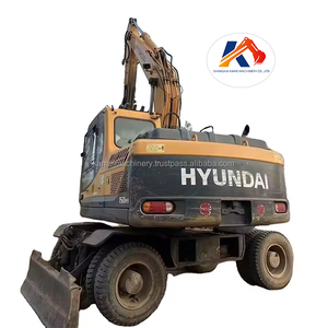 Máquina usada de 15 toneladas, excavadora de ruedas, pintura Original, excavadora de ruedas Hyundai 150W usada, construcción - Product Image 1