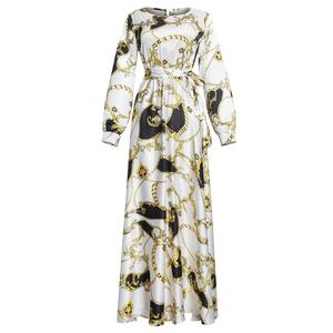 <span class=keywords><strong>H</strong></span> & D-vestido <span class=keywords><strong>Midi</strong></span> informal de cintura alta, estampado Digital bohemio, con lazo y cuello redondo - Product Image 4